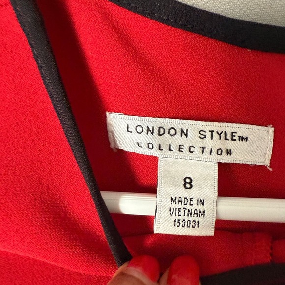 London Style Collection sz 8 Red Black Colorblock Sheath Dress Mobwife Luxury - Picture 4 of 8